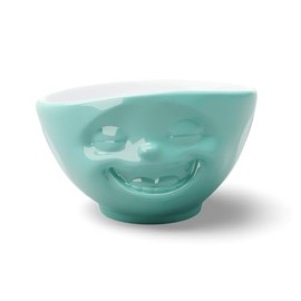 FIFTYEIGHT PRODUCTS TASSEN Porcelain Bowl, Laughing Face Edition, 16 oz. Mint, (Single Bowl) for Serving Cereal, Soup