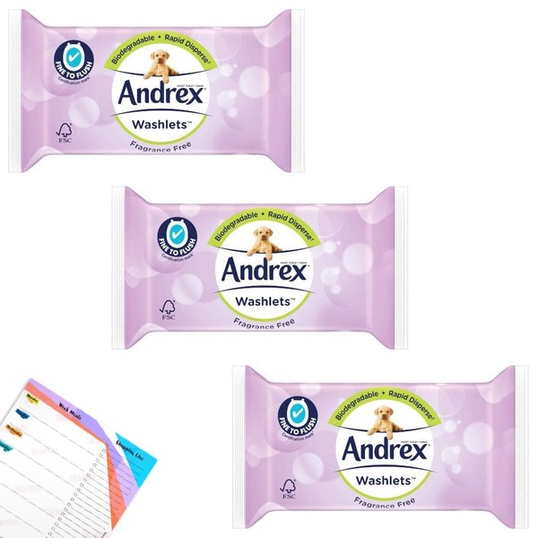 Andrex Wipe Flushable Fragrance Free Washlets | Wet Wipes Unscented