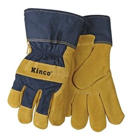 Kinco 1926-M Men's Lined Suede Pigskin Gloves, Heat Keep Lining, Medium, Golden