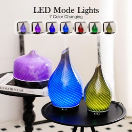 Porseme 150ml Essential Oil Diffuser Glass Color Changing Aroma Air Diffusers Aromatherapy Ultrasonic Cool Mist Humidifier 4 Running Hours Waterless Auto-Off for Sleeping Yoga Office Spa (Pure Grey)