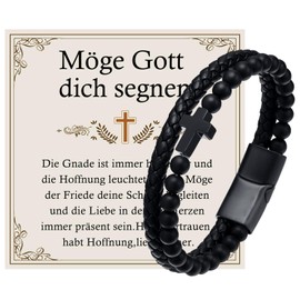 Men's Stainless Steel Cross Bracelet – Jesus Christ Crucifix Men's Bracelet Adjustable with Toggle Clasp Gift for Son Dad Husband Brother Confirmation, One size, Stainless Steel, No gemstone