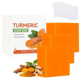 3PCS Turmeric Soap Bar for Face & Body - Deep Cleansing,Moisturizing & Brightening Bar with Ginger extract & Ginger root oil,Natural plant formula for All Skin Types - Men & Women,100g