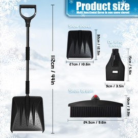 44" Snow Shovel for Car and Ice Scraper, 3-in-1 Snow Shoveling Ice Removal and Defrosting Snow Shovel for Driveway Snow Removal Tool Portable Shovel for Cars Driveway Garden Snowman Outdoor