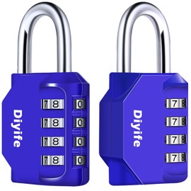 Combination Padlock, [2 Packs] Diyife 4 Digit Locker Lock Weatherproof Lock Outdoor Combination Lock for School Gym Locker,Toolbox, Fence, Hasp, Cabinet(Blue)