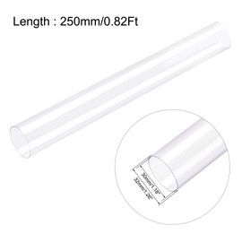 sourcing map Clear Rigid Storage Tubing with White Lids 30mm(1.18'') ID x 32mm(1.26'') OD x 0.82Ft Length Round Plastic Polycarbonate Tube