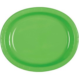 Unique Industries, Oval Paper Plates, 8 Pieces - Lime Green