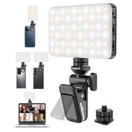 POVODO 120LED Portable Selfie Light:Phone Light with Clip & Camera Tripod Adapter Rechargeable 3000mAh CRI 95+, 3 Light Modes, for Video Conference Lighting, Makeup, Live,Vlog,is Appy to Creator