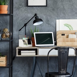 Relaxdays Desk Organiser, Faux Leather, Office Organiser with Drawer, 4 Compartments, Pen Holder, 13 x 19 x 15 cm, White