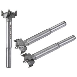 sourcing map Forstner Wood Drill Bit 17 mm 18 mm 19 mm Diameter Hole Saw Carbide Steel Tip Round Shank Cutting for Hinge Plywood Wood Tool 3-in-1 Set