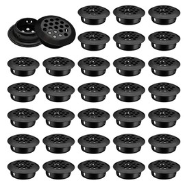 INCREWAY Air Vent Slats 50pcs 25mm Stainless Steel Round Mesh Hole Round Soffit Vent for Wardrobe Drawer Bookcase Kitchen (Black)