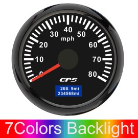 MAIMEIMI 2" 52mm GPS Speedometer Odometer Gauge 80MPH 7Colors LED For Car Boat Motorcycle
