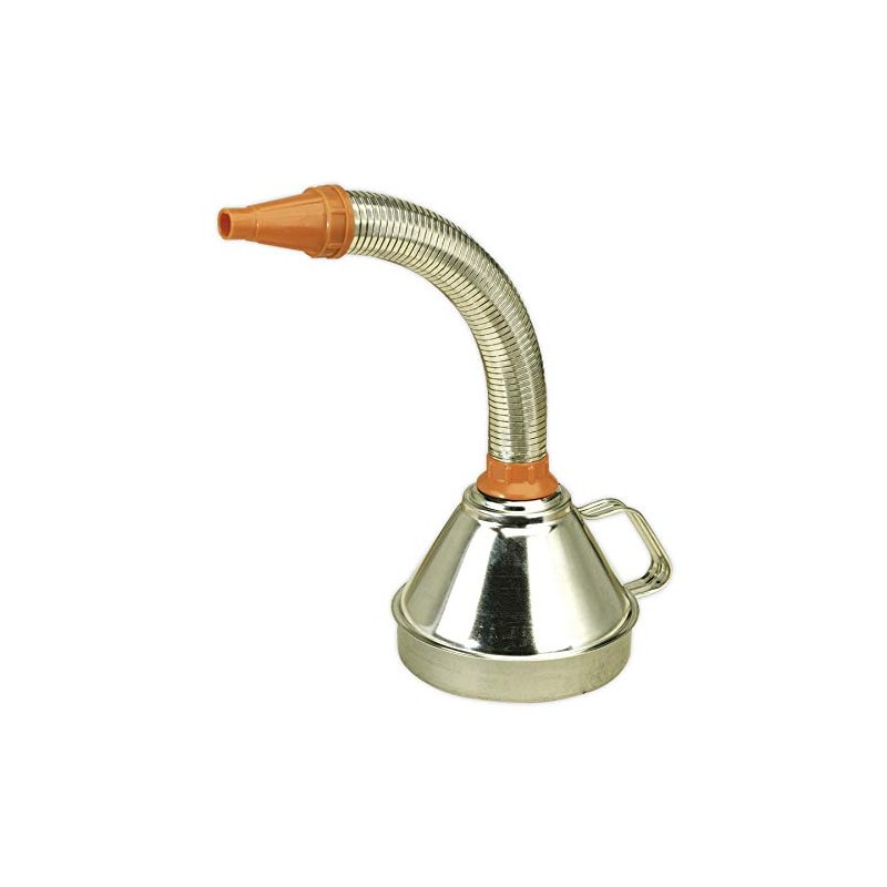 Sealey FM16F Metal Funnel with Flexible Spout and Filter, 160mm