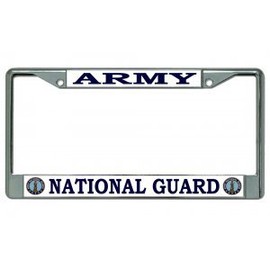 Army National Guard Chrome License Plate Frame Free Screw Caps with This Frame
