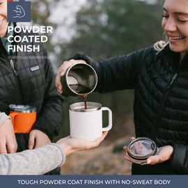 ORCA Camper 16oz | Temperature Insulated, Durable Mug with Handle, Portable Cup with a Clear Lid — Stainless Steel