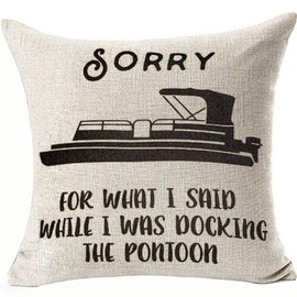 FaceYee Double Side Pontoon Boat Cushion Covers Decorative Throw Pillow Cases for Sorry River Lake Decoratives,Linen Pillowslips 18 x 18 Invisible Zipper Color:Pontoon