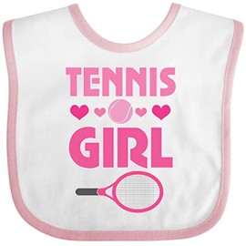 inktastic Tennis Girl Cute Racket and Ball Baby Bib White and Pink 40ef7
