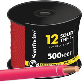 12 Solid Building Wire, Red, 500-Ft.