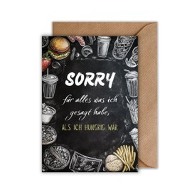 WBdesignz Apology Card with Envelope - Regret Card Sorry for Everything I Said When I Was Hungry Sorry Card Reconciliation Hangry Food Hungry Chalkboard (A6)