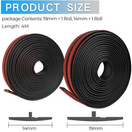 Automotive Weather Seal Rubber Seal Strip Windscreen Strip Seal T Shape Sealing Strip for Automotive Door Window Car Edge Weatherstrip Strip Seal (14mm + 19mm, 4m)