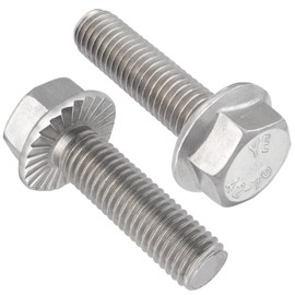 VGBUY M6-1.0 x 25mm Flanged Hex Head Bolts,304 Stainless Steel 18-8,Fully Threaded,Silver External Flange Hex Drive Screws,Pump,Fix Car,DIY Project(40Pcs)