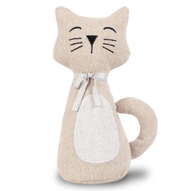 Sanlykate Fabric Decorative Door Stopper, 1.8LB Cute Interior Animal Doorstops, Anti Collision Heavy Duty Door Stoppers for Home, Book Stopper Weighted Floor Wall Protector, Cat Beige Yellow