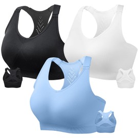 FITTIN Sports Bras for Women Padded: Seamless Racerback Adjustable Workout Bras Pack for Yoga Gym Jogger Bodybuilder