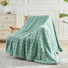 NEWCOSPLAY Faux Fur Queen Blanket Sage Green Bubble Blanket Thick