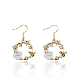 CENWA Nature-Inspired Bumble Bee Flower Rhinestones Earring Honey Bee Animal Gift for Women Girls (Bee Flower earring CA)