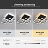 Garwarm Modern LED Ceiling Light, Dimmable 3 Heads Squares Ceiling