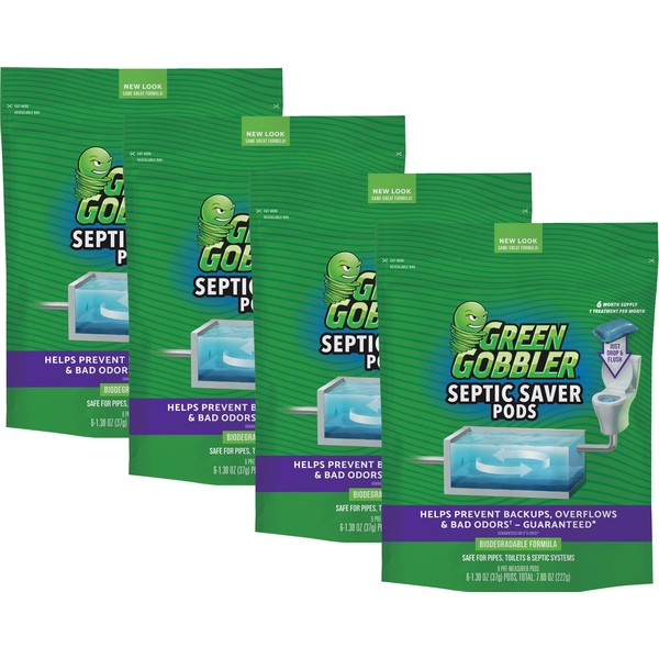 Green Gobbler Septic Saver Bacteria Enzyme Pacs | 2 Year Septic Tank Supply | Septic Tank Teatment Packets