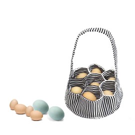 WEZCHUGHAOL Rustic Striped Egg Collecting Basket for Home and Garden - Chicken Egg Holder and Collector for Housewives Egg stockpile(Vertical stripes)