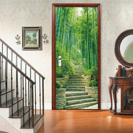 VIRANDA 3D Door Stickers Murals Peel and Stick - Bamboo - Door Wallpaper Self-Adhesive Door Decals Removable PVC Waterproof Door Poster for Bedroom Living Room Door 30.3" x 78.7"
