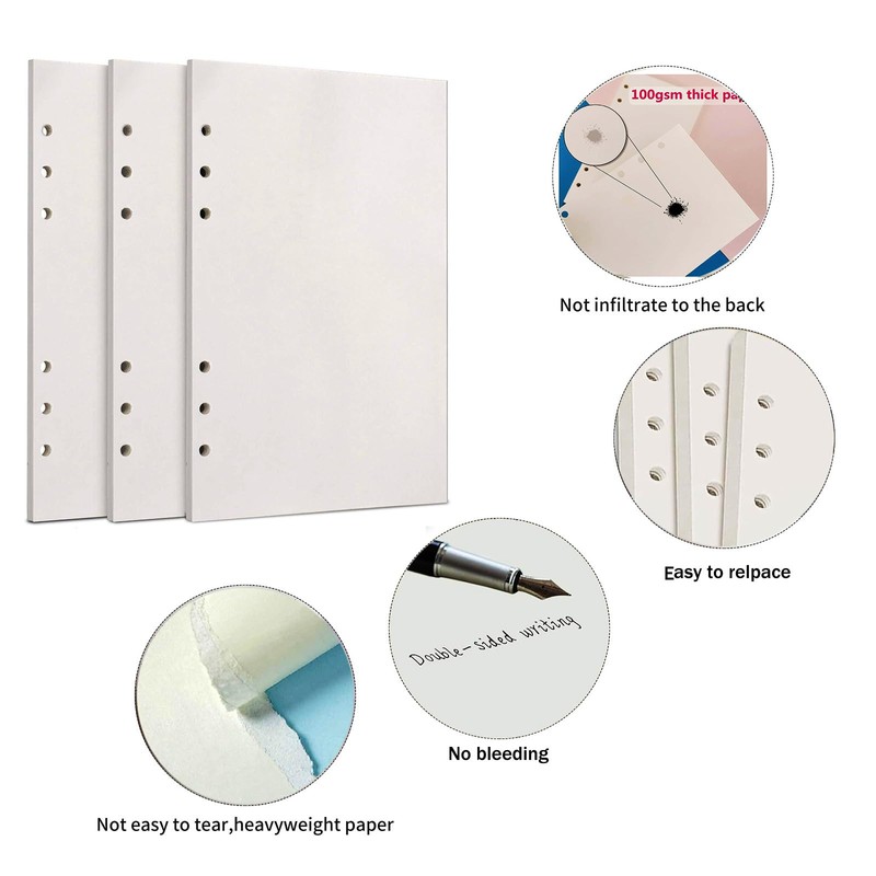 JOYISEN 3 Pack A5 Refillable Paper Blank 100GSM A5 Refill
