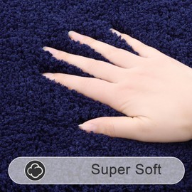 SHACOS Super Soft Bathroom Rugs Set of 2 Pieces 32x20 inch Microfiber Bath Rugs Non Slip Washable Bath Mats Absorbent Bathroom Mats for Bathroom Shower Tub, Navy Blue