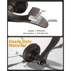 Gobrico 4 Pack Privacy Door Levers Keyless Interior Door Locksets Handlesets,Reversible Handles for Right/Left-Handed Doors,Drop Lever Style with Classic Round Rosette,Antique Oil Rubbed Bronze