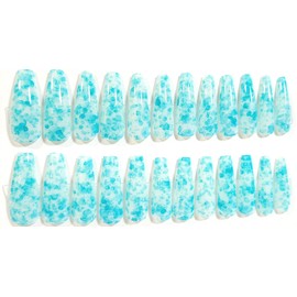 For The Love Of Speckle Glossy Long Coffin Press On Nails - 24 Pieces - Artificial Nail Kit (Speckled Turquoise, Long Coffin)