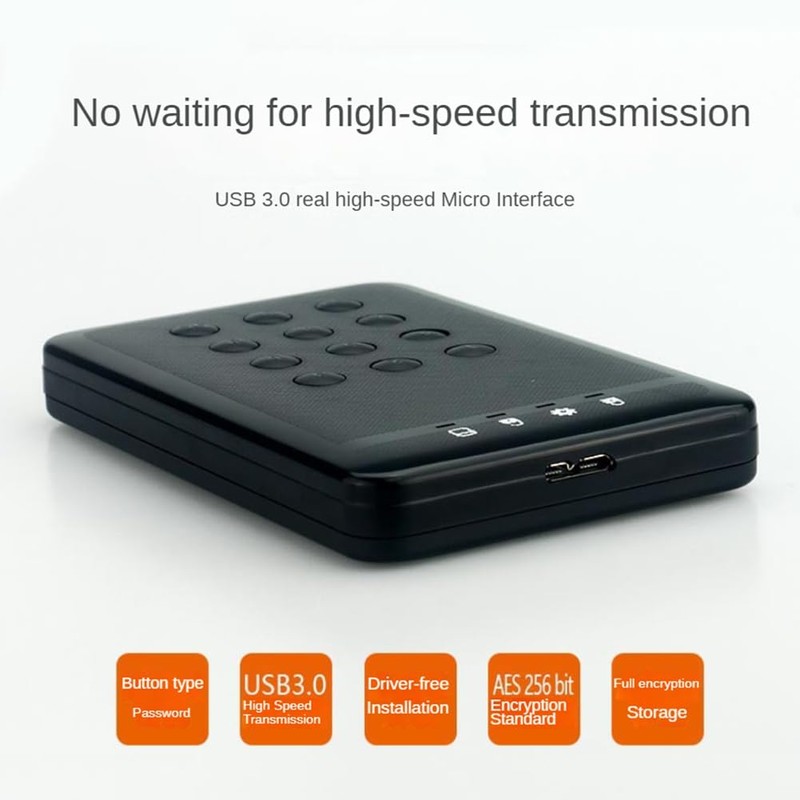 Aswalling HDD Enclosure SSD Case Encrypted Hard Drive Enclosure 5Gbps