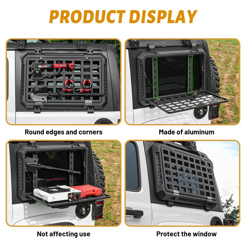 Multifunctional Rear Window Storage Table Molle Panel Kit for 2018-2024