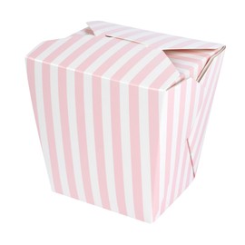 Restaurantware Bio Tek 4 x 3.5 x 4 Inch Food Containers 200 Noodle Takeaway Boxes - Disposable Striped Pink And White Paper 26 Ounce Take Out Boxes Square For Hot Or Cold Foods