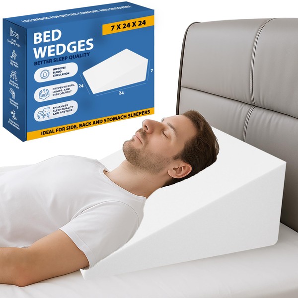 Greaton, Elevated Bed Wedge Pillow for Back Support, Acid Reflux,