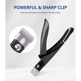 AIRSEE Professional Adjustable Stainless Steel Acrylic Nail Clippers False Nail Cutters for Artificial Acrylic Nails Fake Nail Tips, Rustproof Manicure Pedicure Tool for Salon Home Nail Art - Black