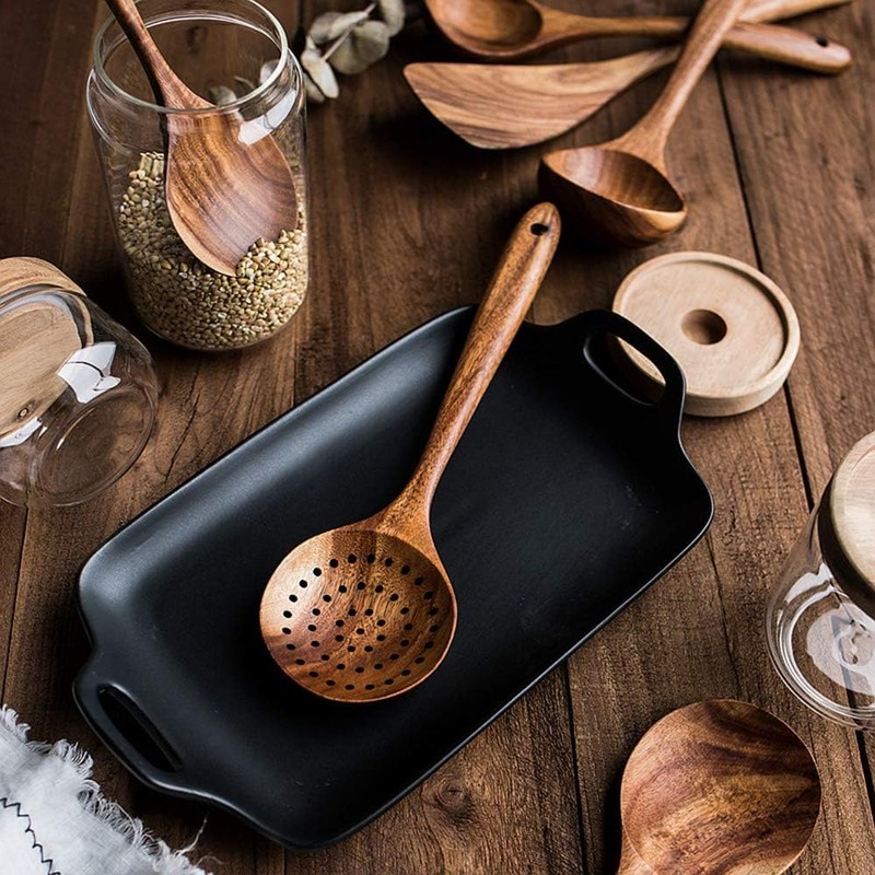 Teak Wooden Modern Spoon, Wooden Spoon 1pc (Brown, One Size)