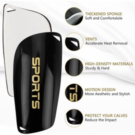 2 Pair Soccer Shin Guards Kids Youth, Shin Pads for 3-15 Years Old Boys and Girls Football Games EVA Cushion Protection Reduce Shocks and Injuries Lightweight Equipment (Black and Blue, S)