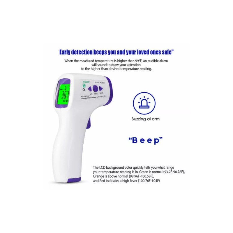 AiQURA AD-801 Non- Contact Infrared Thermometer, Celsius /Fahrenheit Conversion