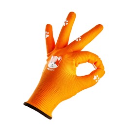 COOLJOB Kids Gardening Gloves, Rubber gardening gloves for children 6-8 years, Toddler Gardening Gloves boy girl, children's yard gloves for digging weeding landscaping, orange, 1 pair L