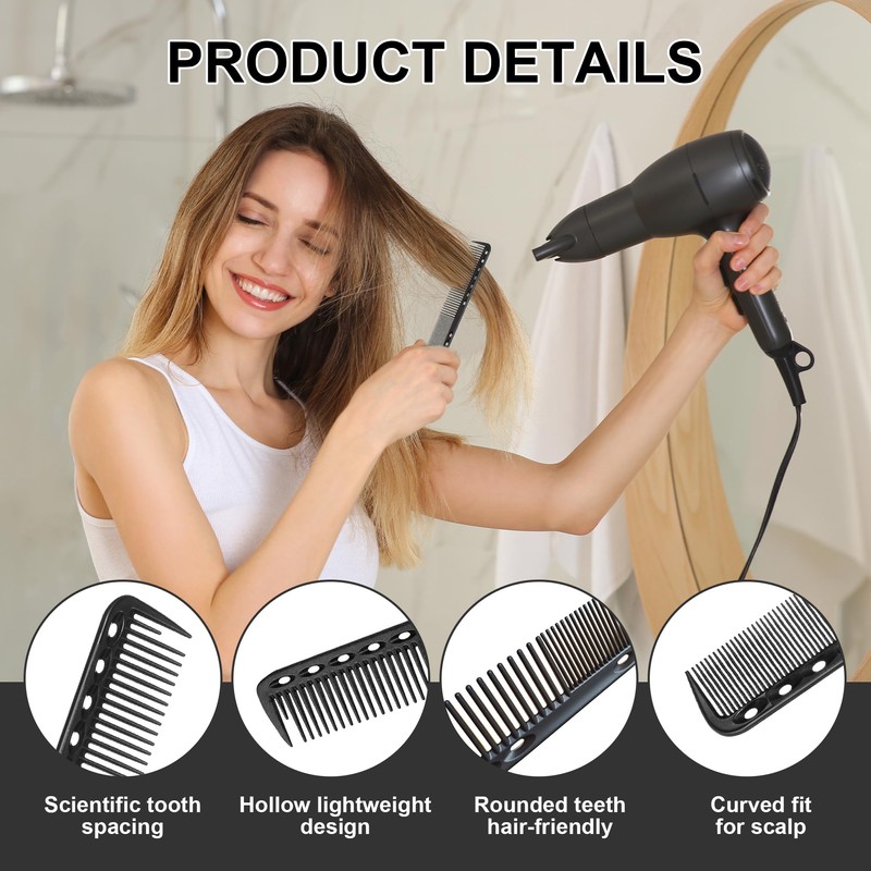 Carbon Fine Cutting Comb Set, 12 Pieces