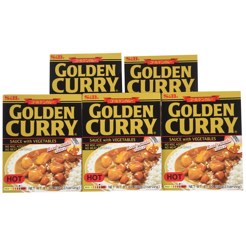 S&B Curry Gold Vegetable Hot, 8.1-Ounce (Pack of 5)