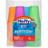 Hefty Party On 16oz Disposable Plastic Cups Assorted Colors 100