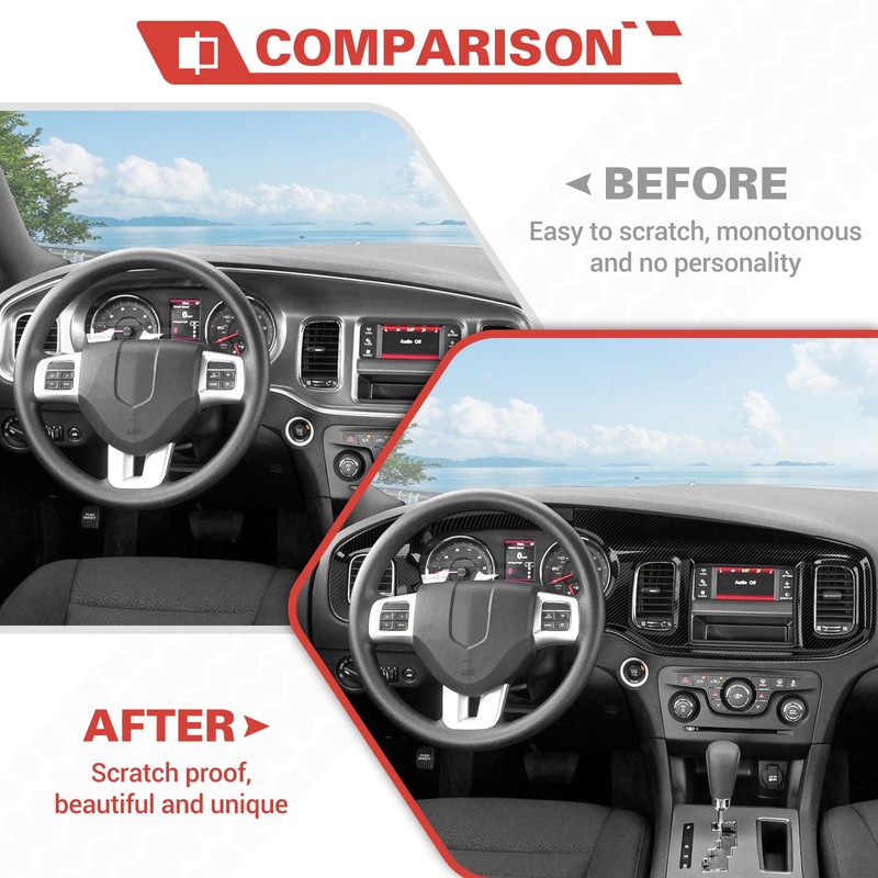 amayum Carbon Fiber Center Console Dashboard Panel Trim Cover fit