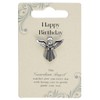 Happy Birthday Silver Coloured Angel Pin With Gem Stone Sentimental